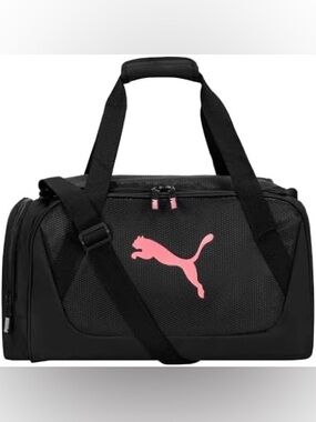 Puma Black and Pink Sport Duffel gym travel duffle bag w/ shoulder strap pockets